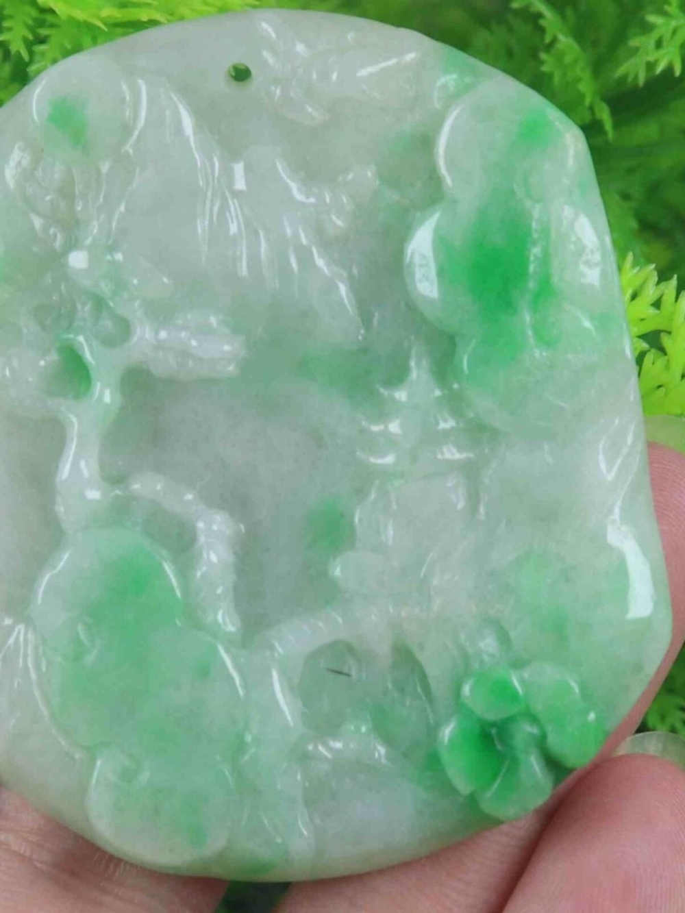 Certified Green 100% Natural A Jade jadeite landscape Pendant 13801a 山水风景